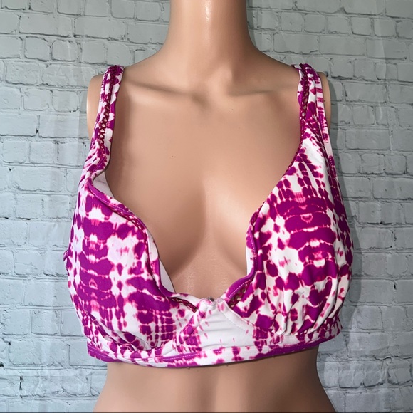 Time and Tru Other - Time & Tru Dark Purple & White Tye Dye Bikini top size XL